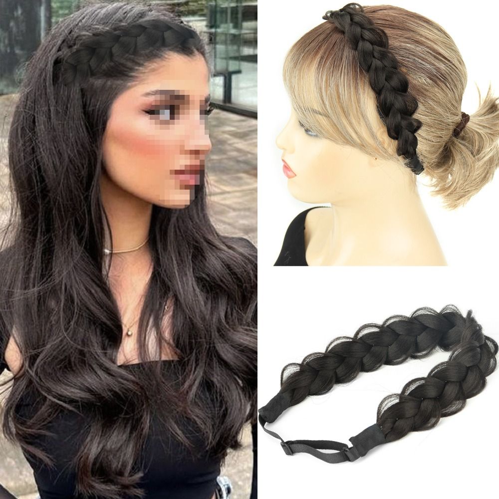 Synthetic Braided Wigs For Black Women - عصابة رأس شعر مضفرة قابلة للتعديل،