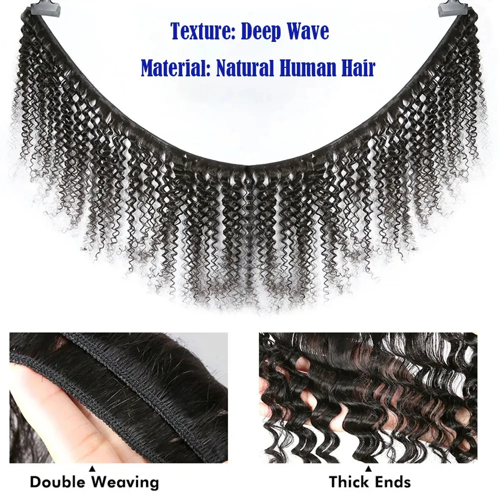 شعر بشري برازيلي طبيعي مموج عم - مراجعة Deep Wave 3 Bundles With Closure وسعره